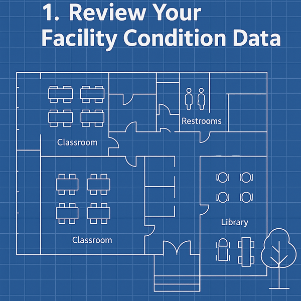 Image or graphic featuring 1 Review Your Facility Condition Data  eg a school blueprint-1