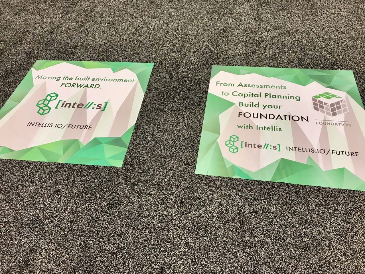 Intellis floor decals on display at IFMA World Workplace 